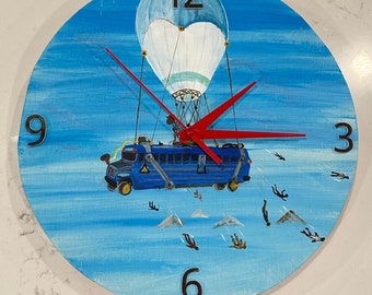 Fortnight Battle Bus Clock | Handmade Hand-painted