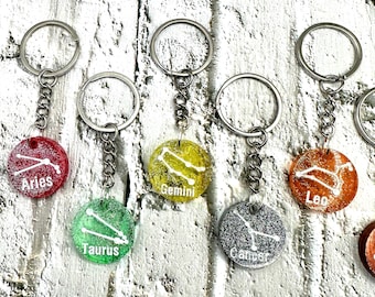 Astrological Sign With Constellation Keychains | Necklaces | Zodiac Star Map