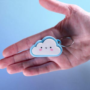 Pastel Cloud Fidget Keychain | 3D Printed Kawaii Desk Toy, Smiling Charm