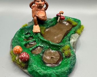Baby Bigfoot Polymer Clay Dice Holder | Handmade Cryptid TTRPG Tray