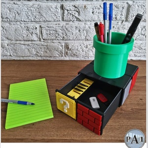 Organiseur de bureau inspiré de Mario | Imprimé en 3D | Filament PLA
