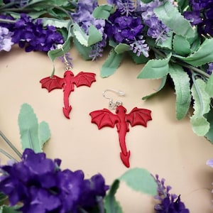 Red Dragon Dangle Earrings: Fantasy Gamer Jewelry