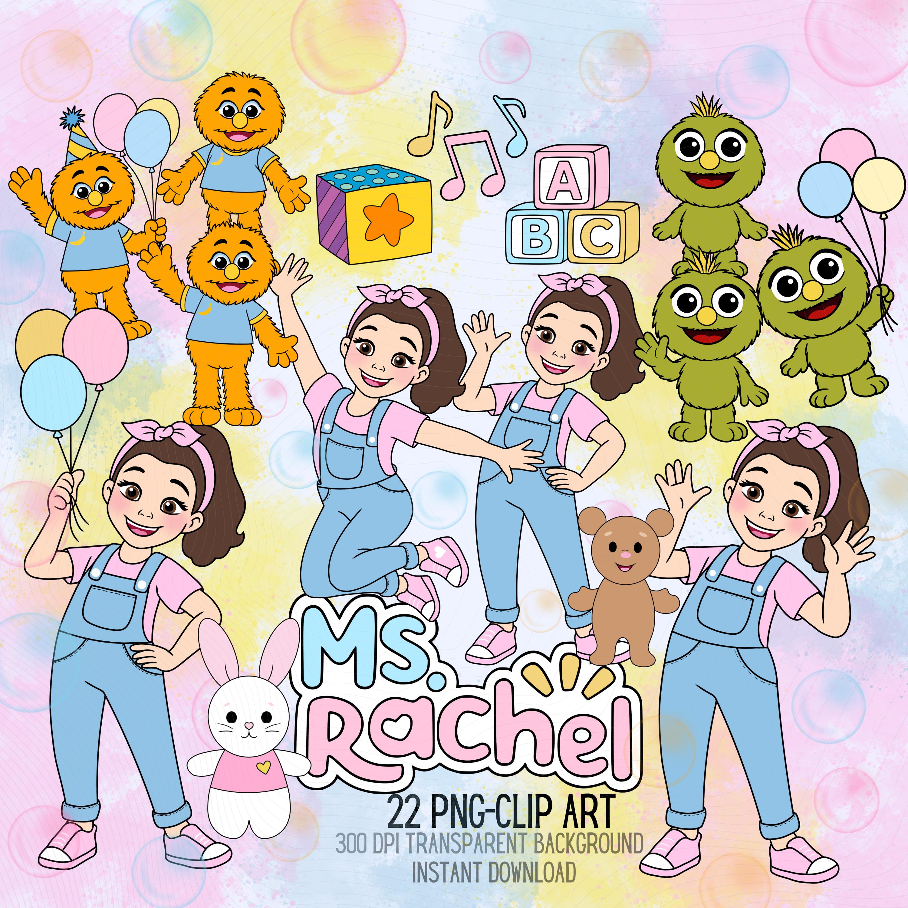 Ms. Rachel Clipart Bundle PNG | 20 Ms. Rachel & Friends Digital Art | Children's Educational Clipart | Instant Download | Herbie and Georgie