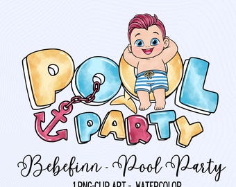 Bebefinn Pool Party PNG Clipart Aquarell Bebefinn PNG Pool Party Digitale Kunst Bebefinn Aquarell Sublimation Kinder Sommer Bebefinn Sommer
