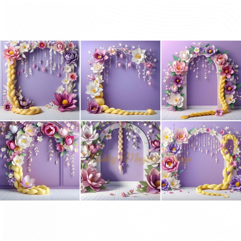 Tangled Backdrop Rocks Rapunzel Inspired Paper Digital Background, Tangled Smash Cake Backdrop ...