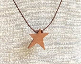 Star reclaimed wood necklace