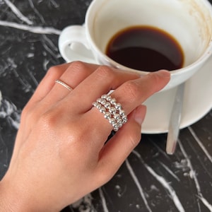 Silver Chunky Rings with Balls Silver Bold Unique Ring Statement Ring