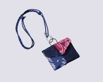 Upgecycelter Kartenhalter – Patchwork aus Denim-Resten – Patchwork aus Textilabfällen – Sashiko Boro Geldbörse – Nachhaltiges Geschenk für Sie/Ihn