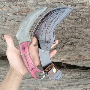 Custom Hand Forged Damascus Steel Karambit Knife,Bowie Knife,Best Personalized  Father&#39;s Day gift Anniversary Gift Groomsman  Gift For him