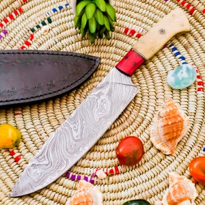 Damascus chef knife | chef gift | Hand forged kitchen knife |Anniversary Gift for fr Birthday gift Wedding Gifts Father&#39;s Day Gift for Him