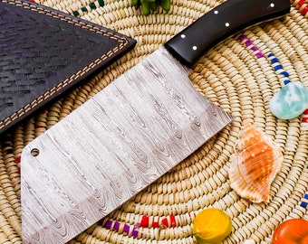 Cuchillo de cuchilla de Damasco para barbacoa interior/exterior Cocina Chef Chopper Cuchillo Cumpleaños y regalos para parejas, Regalo de aniversario para él