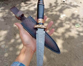 Handmade Damascus steel Dagger Knife Double Edge knife Anniversary & Birthday Gift Groomsmen  ,Personalized Gifts for Men Gift for Him  USA