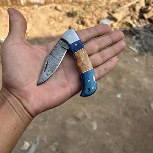 Best Christmas gift  Handmade Damascus folding Pocket Knife Real Damascus knife Groomsmen Knives, Birthday Gift  & Anniversary Gift For him