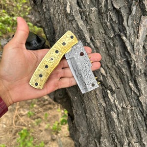 Custom Handmade Damascus folding Pocket Knife Real Damascus knife Groomsmen Knives,Best Christmas gift Birthday & Anniversary Gift For him