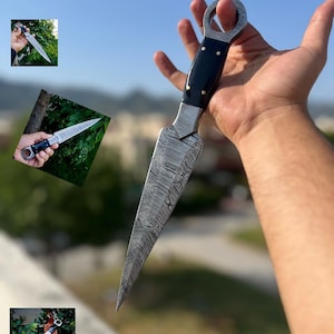 Niestandardowy ręcznie robiony nóż do rzucania Damascus Kunai, ostry nóż do rzucania, prezenty ślubne dla męża, prezenty rocznicowe dla niego