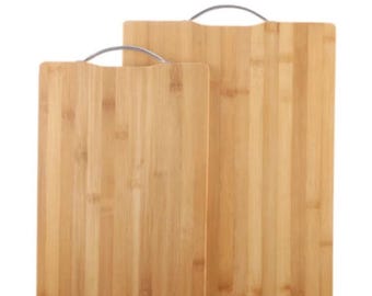 Bamboo Cutting Board with Metal Handle, Serving Board, Kitchen Essentials, Bamboo Kitchenware, Large Cutting Boards, Kitchen Products