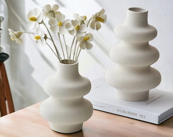 Vase en céramique de style nordique | Décoration d'intérieur | Vase moderne | Pot de fleurs | Vase blanc | Décoration de salon | Vase en céramique