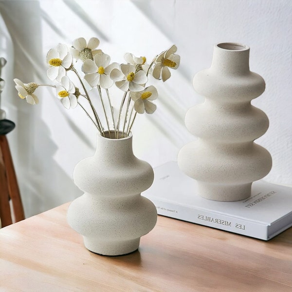 Nordic Style Ceramic Vase | Home Decor | Modern Vase | Flower Pot | White Vase | Living Room Decoration | Ceramic Vase