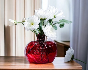 Pomegranate-shaped Vase | Glass Vase | Flower Vase | Fruit-shaped Vase | Modern Vase | Living Room Decorations | Plant Pot