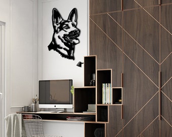 Dog Metal Wall Art | German Shepherd Head Portrait | Wall Decor | Living Room Decor | Modern Wall Decor | Wall decoration