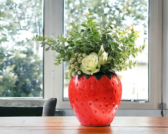 Aardbeivormige vaas / vaso di frutta / Aardbei bloemenvaas / Woondecoratie / Bloempotten / Decoraties voor de woonkamer / Tafeldecor