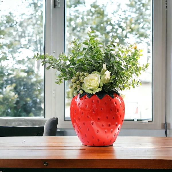 Aardbeivormige vaas | fruit vase | Aardbei bloemenvaas | Woondecoratie | Bloempotten | Decoraties voor de woonkamer | Tafeldecor