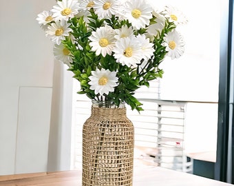 Vase en verre tressé | Vase à fleurs | Décoration d'intérieur | Décoration de vase de salon | Vases à fleurs en verre | Décoration de table | Style vase tissé