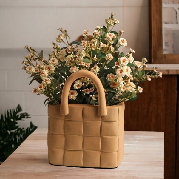 Creative Ceramic Flower Vase | handtas vase | Art Hand Handbag vase | indoor Outdoor | Home Decor | Ornament vase | modher gift
