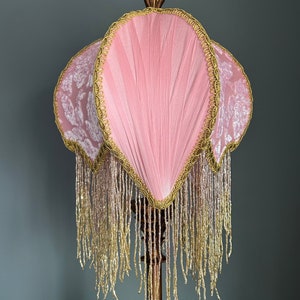 Handmade Silk Victorian Lampshade with Glass Beads (Period / Vintage)