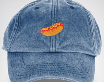 Gorra unisex de algodón lavado con bordado de perrito caliente