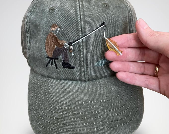Embroidered Cotton Fisherman Hat | Pull-Up Glass Fish Cap