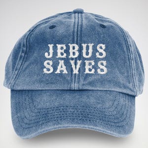 Jebus Saves 帽子 | ミーム刺繍帽子 | 面白い漫画を参考にした帽子 | ニッチなユーモア帽子 | Jebus の名言帽子 | 刺繍ミーム帽子