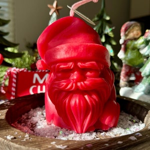 Large Santa Claus Soy Candle: Christmas Holiday Decor