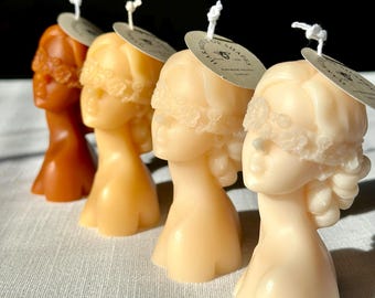 Blindfolded Woman Candle, Flower Lady Candle, Woman Body Shape Candle, Aesthetic Candle, Sculpture Candle, Gift for her