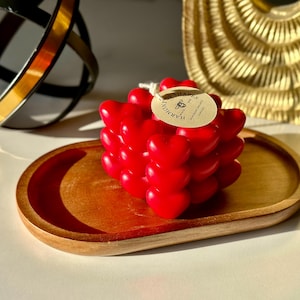 Heart Shaped Cube Soy Candle, Love Heart Pillar Candle, Valentine&#39;s Day Candle Gift, Romantic Home Decor, Mother&#39;s Day Candle Gift
