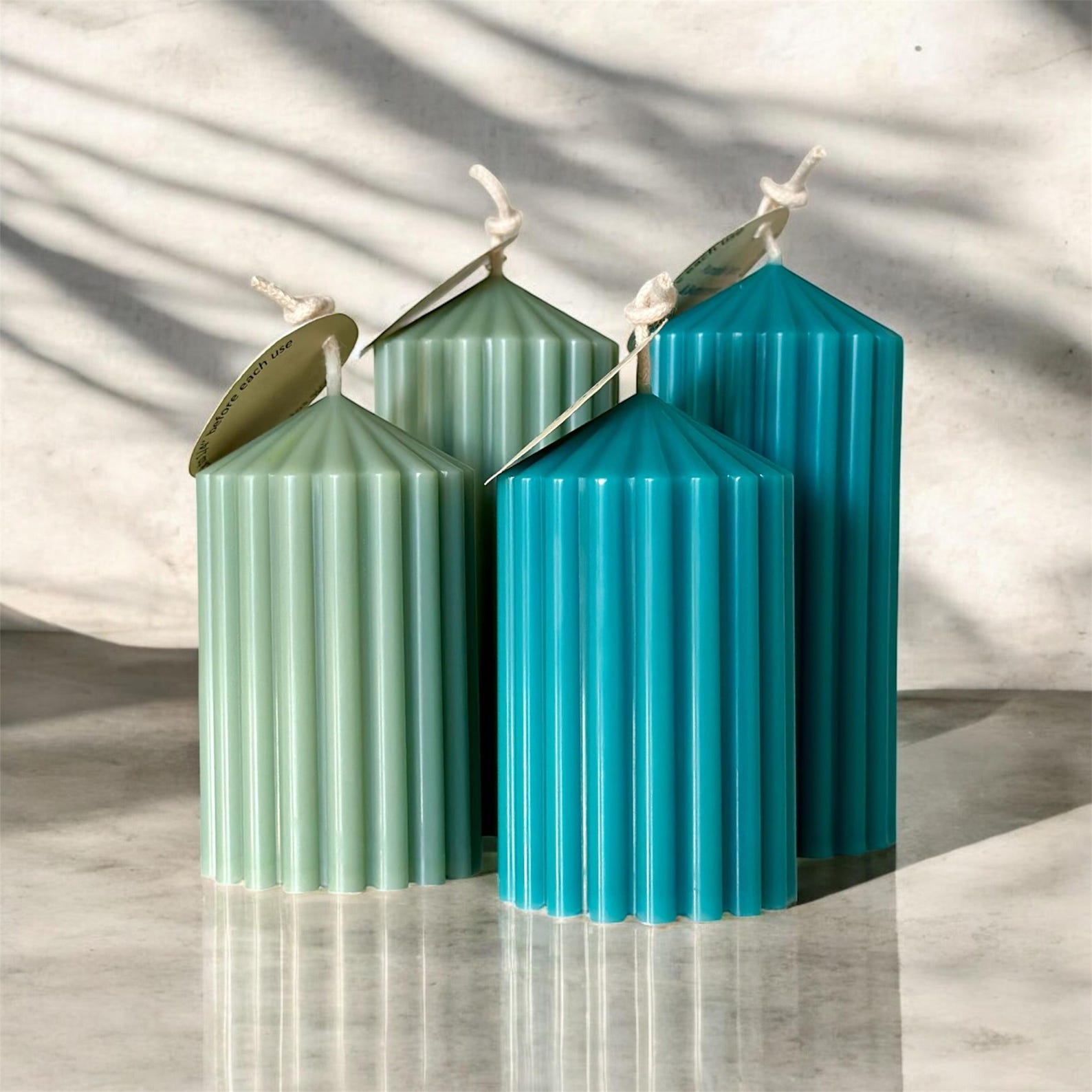 Ribbed Pillar Candle, Striped Candle, Set of Soy Candles, Custom Color ...