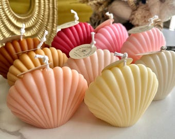 Large Seashell candle, Soy Shell Candle, Beach Candle, Summer Decor, Home Decor, Wedding Gift, Gift Vegan Candle, Pastel color