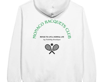 Monaco Racquets Club Unisexe, Old Money Style, Sweat à capuche tennis, Sweat à capuche vintage