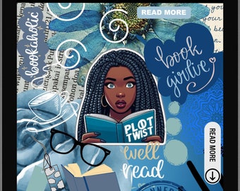 So So Blue Collage Kindle Clear Case Insert Printable, Kindle Decoration
