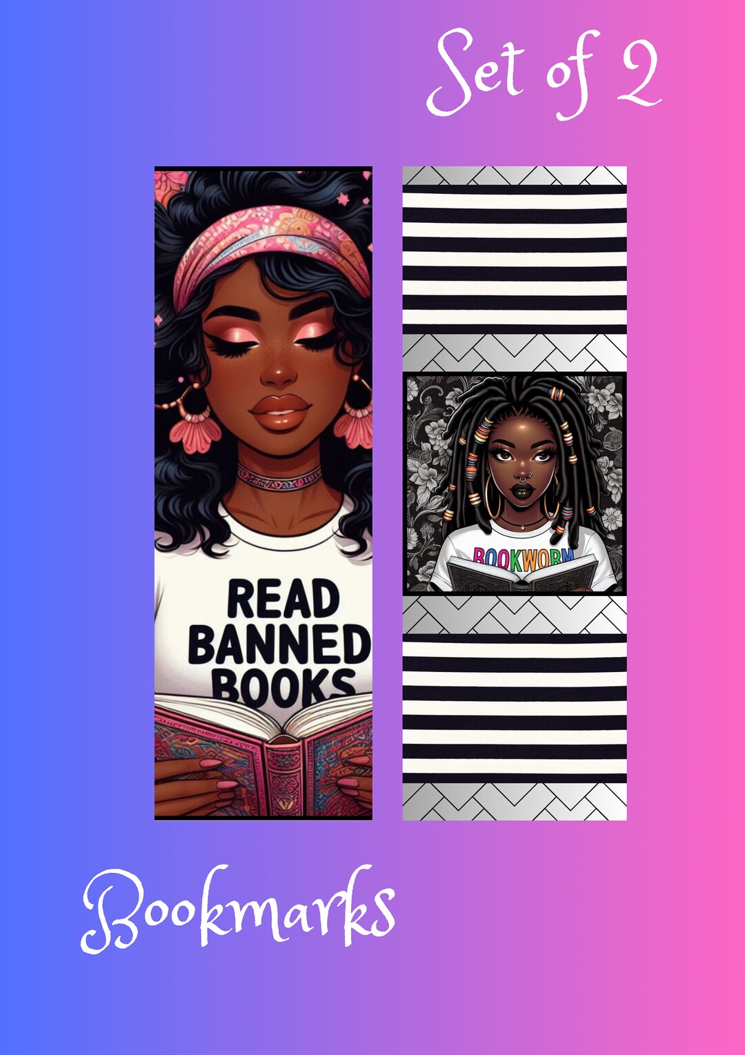 Printable Bookmarks Set of 2 - Etsy