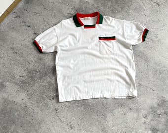 Vintage 80's Gucci Polo T-Shirt Classic Colorway Green & Red