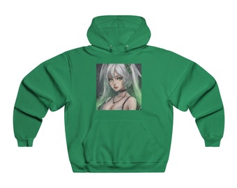 Anime Aesthetic Inspired Kawaii green Hoodie for Anime Gift cute comfy hoodie aesthetic. Anime Green Goddess printed hoodie