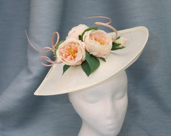 Large Light Blush Pink White Feather Flower Teardrop  display picture 1