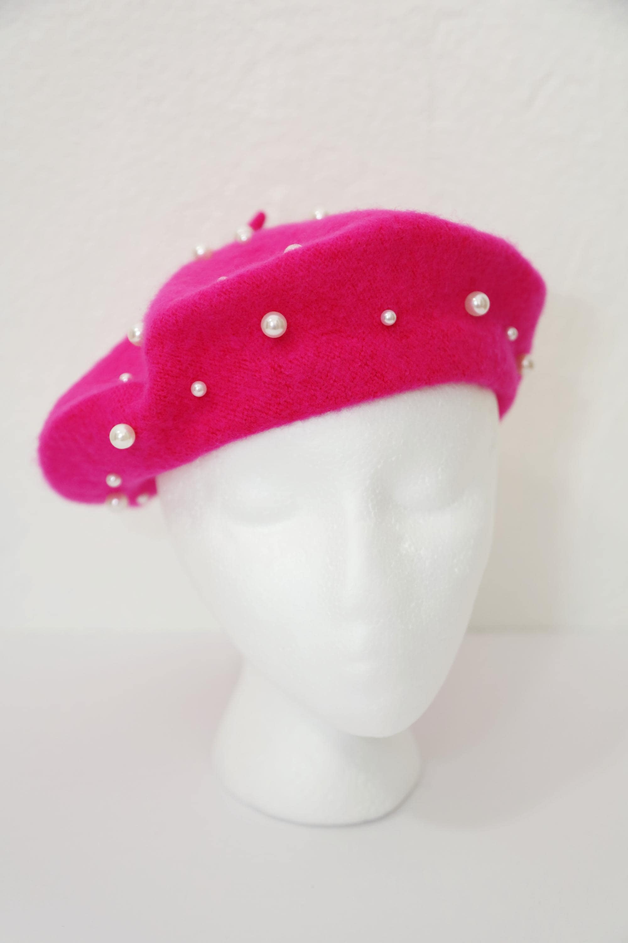 Pink Beret With Pearls and Metal Accents BLINGY RHINESTONE BERETS | Boss LaDy Bling Blingy main image 3