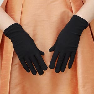 Black Short Cotton Gloves Wrist Length Black Gloves Opera Gloves Ceremonial Lightweight Derby Gloves Costume Short Wedding Stretch Gloves