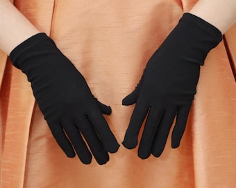 Guantes negros cortos de algodón, largos hasta la muñeca, de ópera, ceremoniales, ligeros, Derby, para disfraz, para boda, cortos, elásticos.