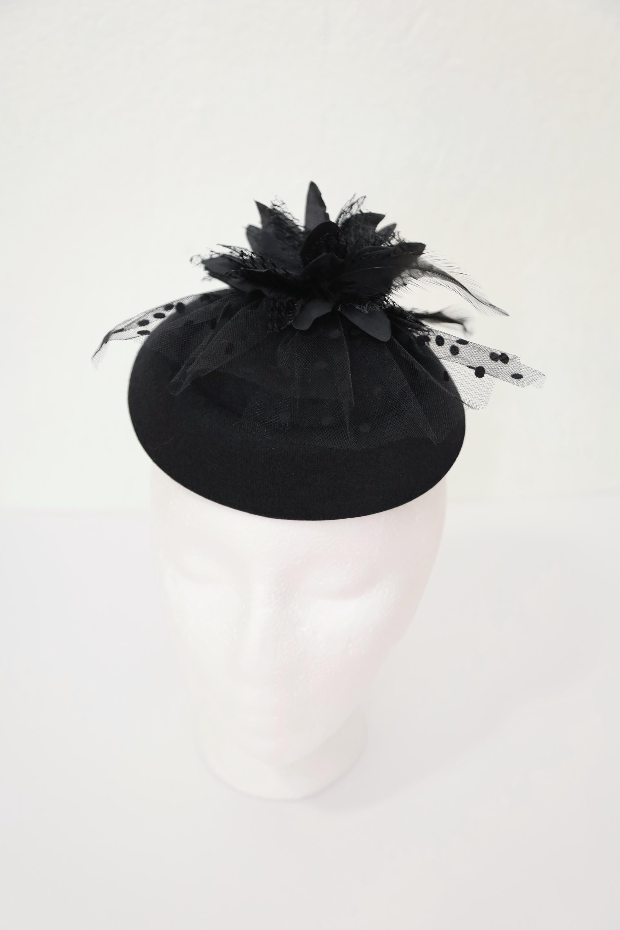 Black Fascinator Veil Kentucky Derby Hat Flower Wedding 