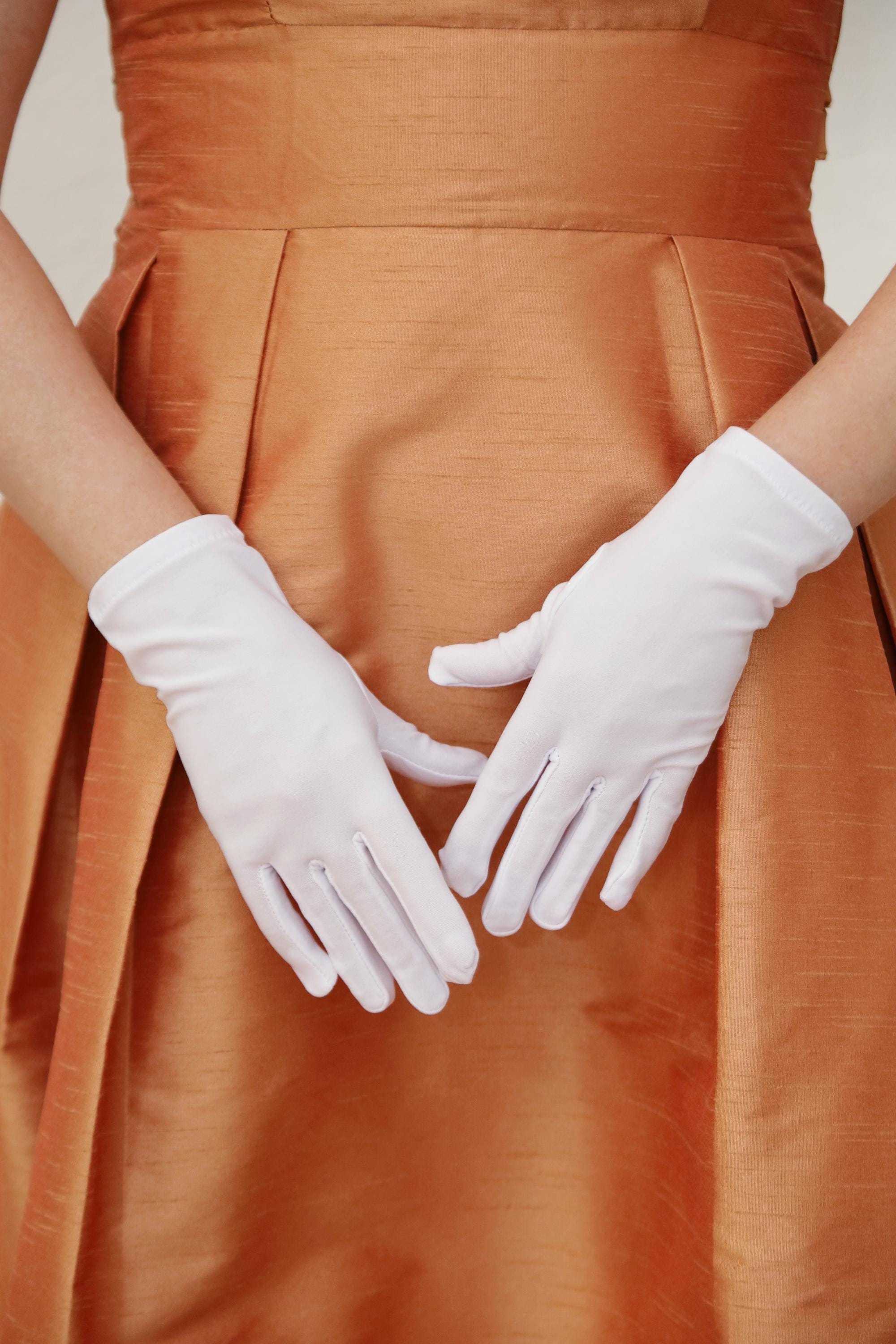 white christmas dresses Cotton Gloves for Adults main image 0