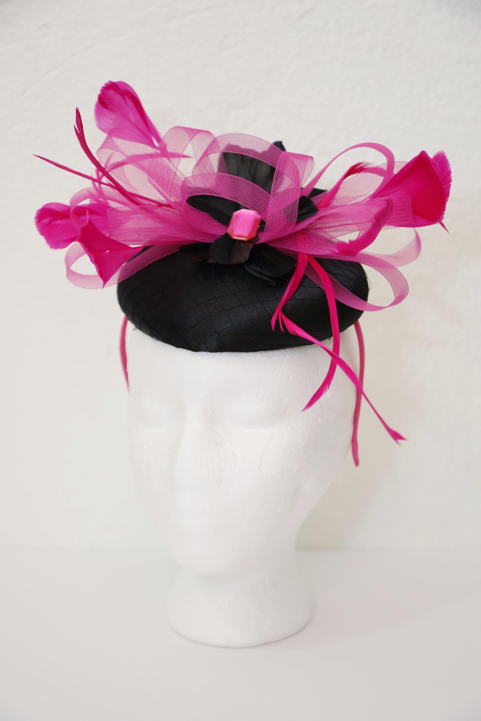 Fuchsia Kentucky Derby Fascinator Black Fascinator Wedding  display picture 2