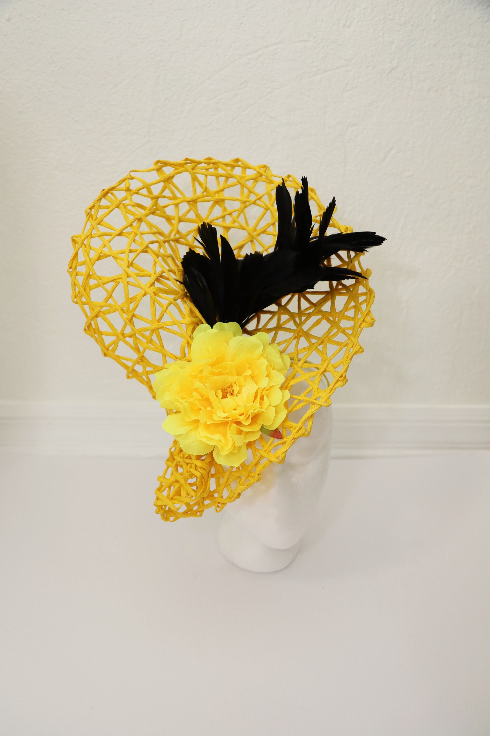 New Yellow Floral Feather Fascinator Hat Derby Horse Racing Church Tea Wedding 61-s-NrrLrL.jpg_BO30,255,255,  main image 2